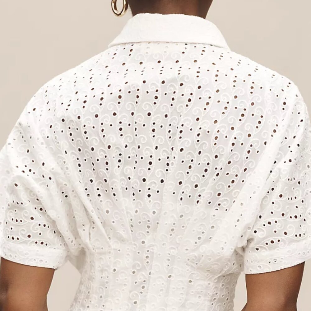 Anthropologie The Tobie Eyelet Mini Shirt Dress by Exquise White XSP NWT XS P - Picture 9 of 9